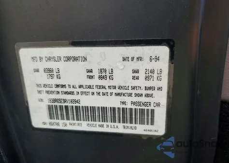 1994 Dodge Viper Rt-10 z USA, uszkodzony, nr VIN 1B3BR65E9RV102842